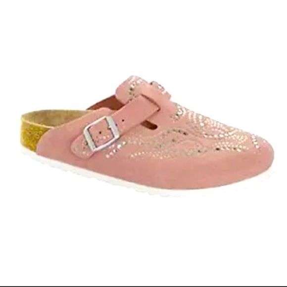 Birkenstock Boston pink leather clogs studded injected rivets crafted rare Tik - Picture 5 of 7